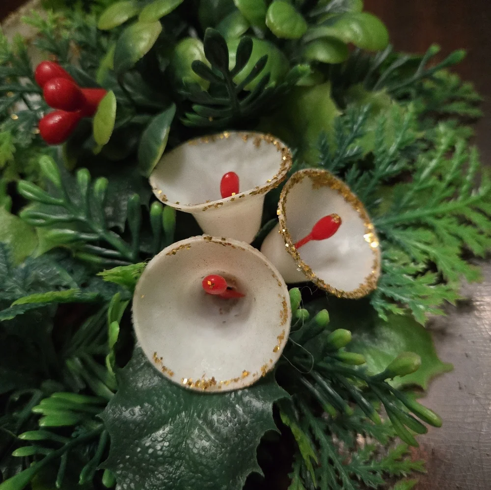 Vintage Christmas Plastic Holly Candle Wreaths